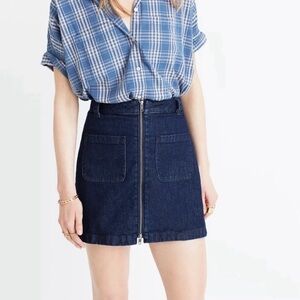 Madewell Blue Denim Utility Seamed Mini Skirt Sz: 30